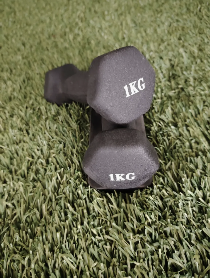 Mancuerna negra de hierro fundido y revestimiento de goma gimnasio 1kg