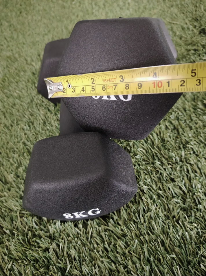 Mancuerna negra de hierro fundido y revestimiento de goma 8kg